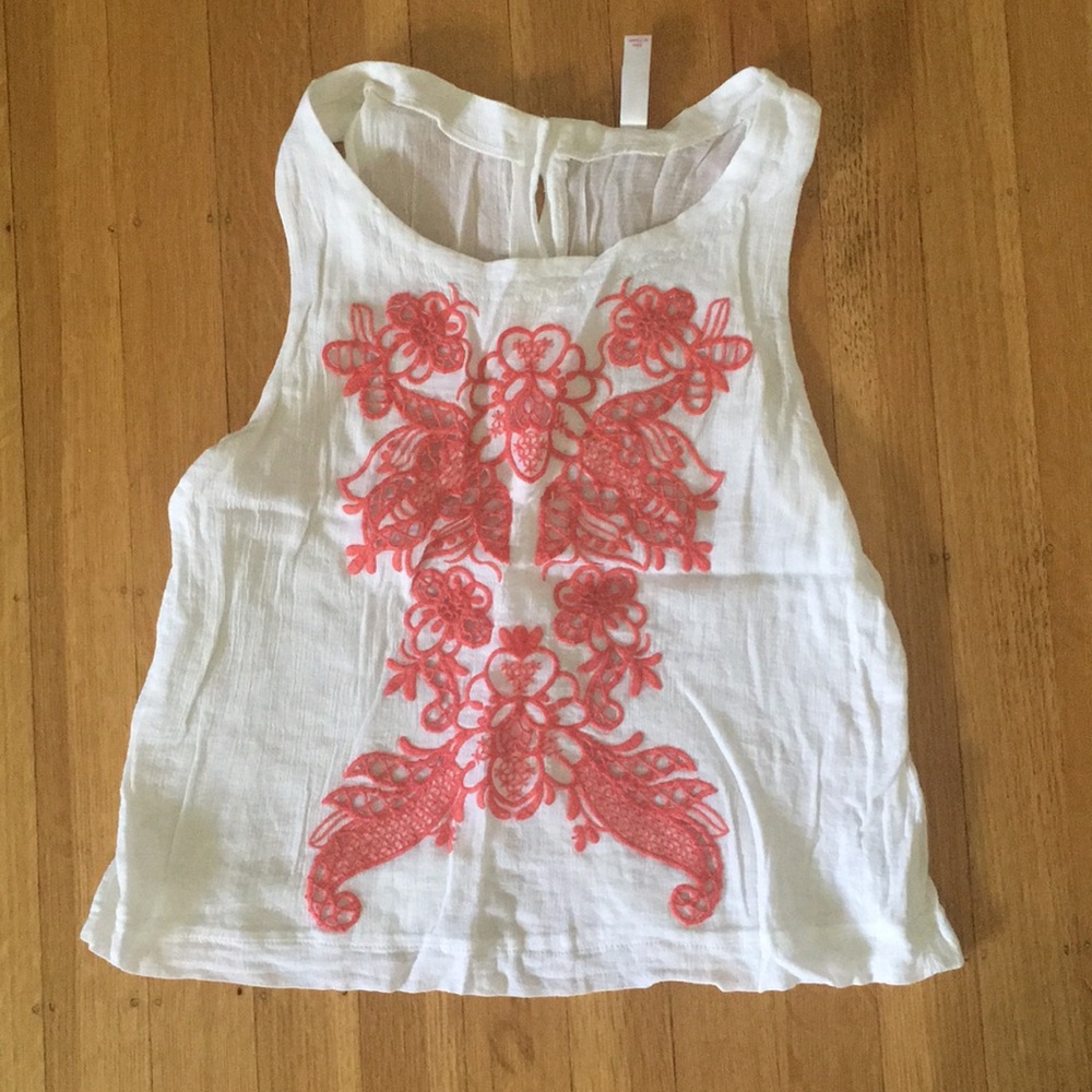white tank top with pink detailing